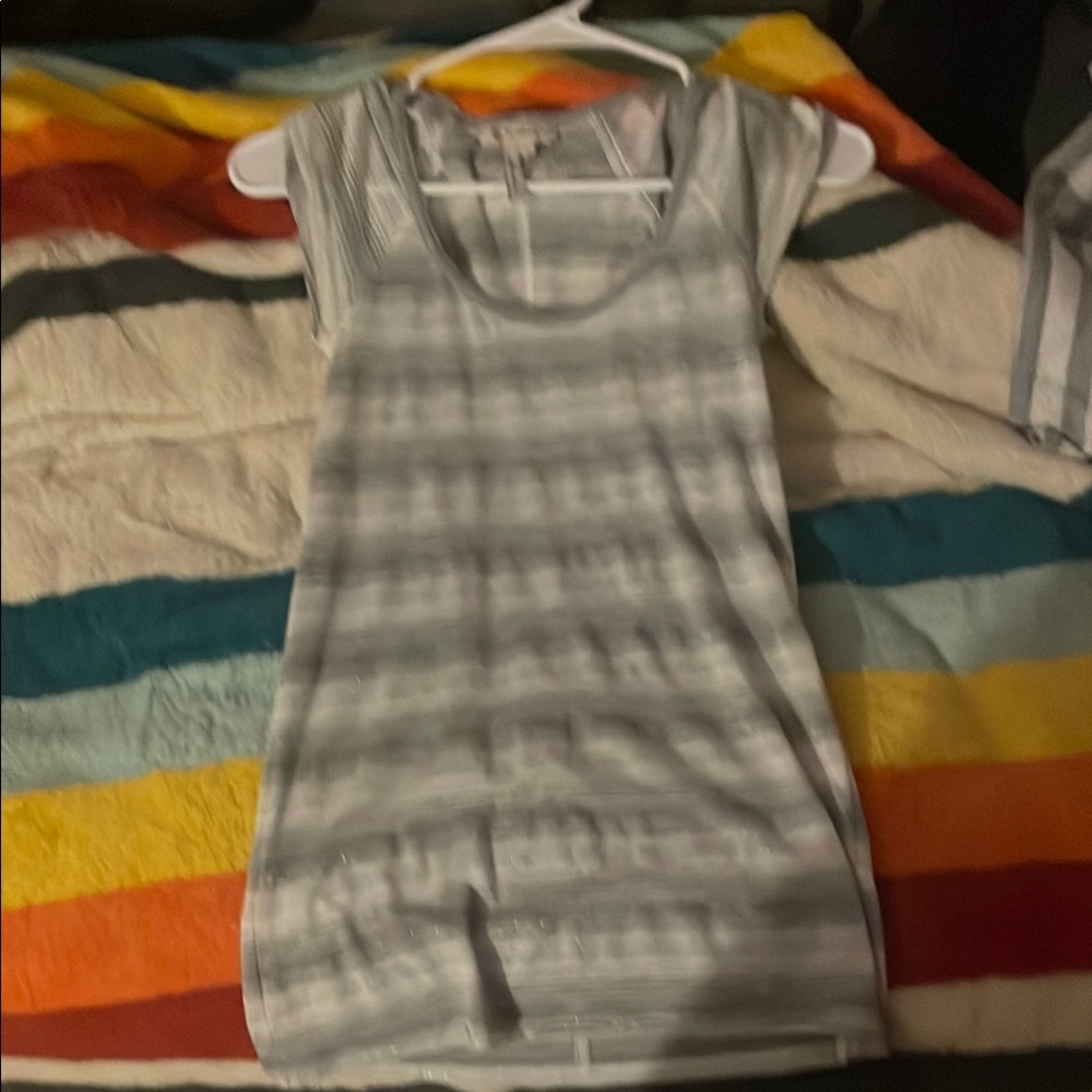 Striped Gray and White Sleeveless Top
